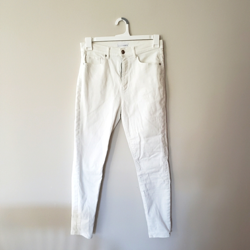 Loft White High Waist Skinny Ankle Jeans Size 28 / 6